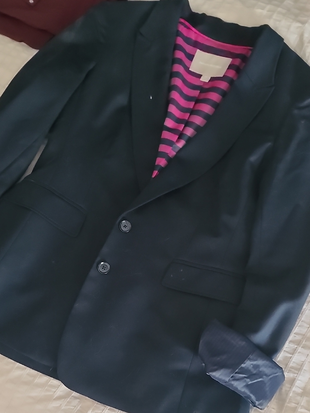 Banana Republic Navy Blazer with Pink Striped Lining